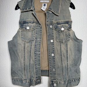 GAP Stretch Light Wash Denim Vest - Cutoff Sleeves